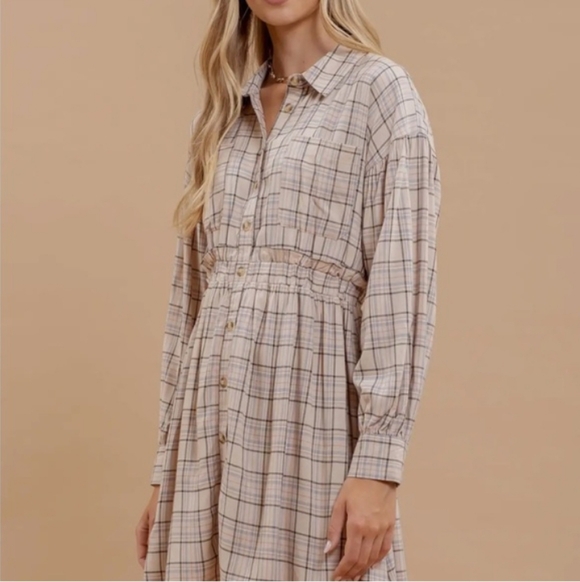 Anthropoligie Blue Pepper Plaid T-shirt Dress Size Medium - Picture 3 of 16